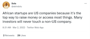 Sola's tweet