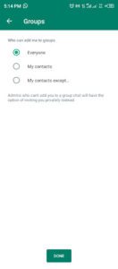 Prevent People From Adding You to WhatsApp Groups