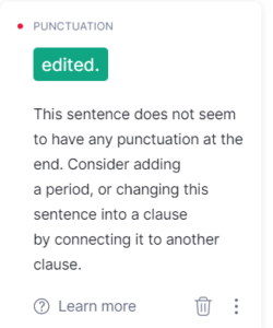 grammarly correcting punctuation