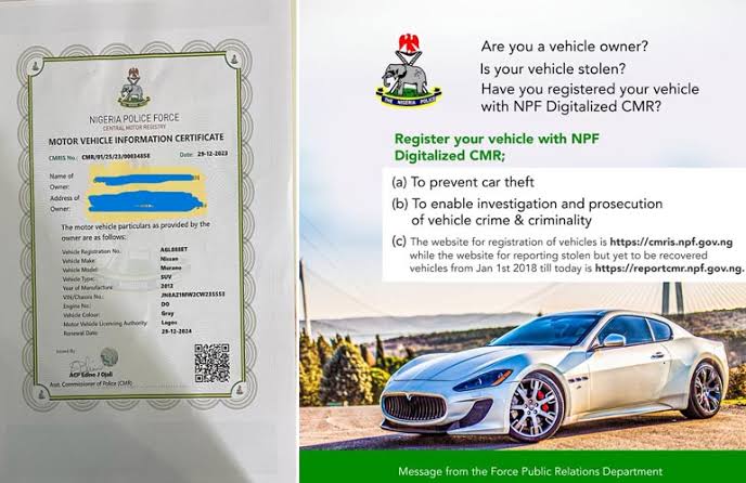 Nigerian Police scraps vehicle particulars papers, adopts e-CMR system for motor registration: How to apply